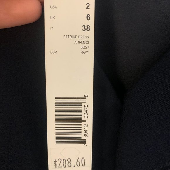 Elie Tahari Ruffle Neck Navy Silk Dress - TAG ON - Picture 5 of 6